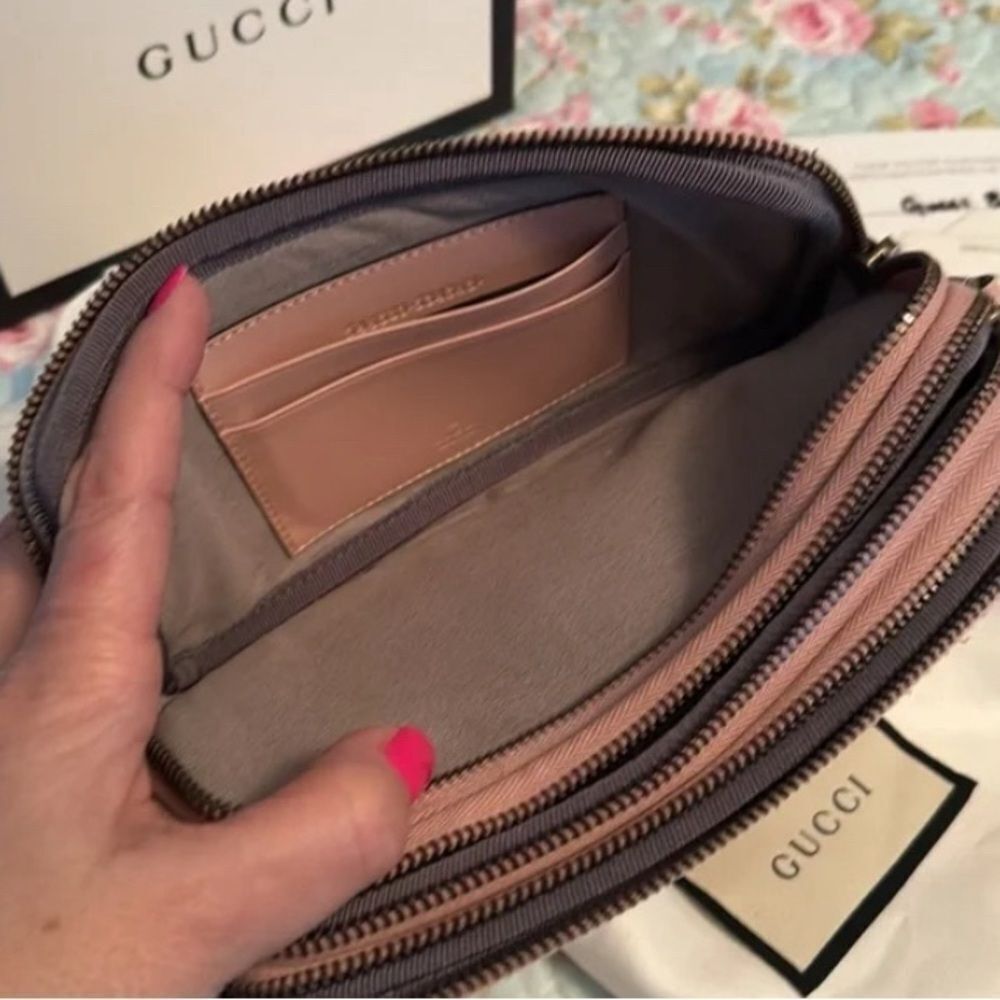 💎Gucci💎 Marmont *Triple Zip* Nude Blush Pink Camera Crossbody - Picture 5 of 11